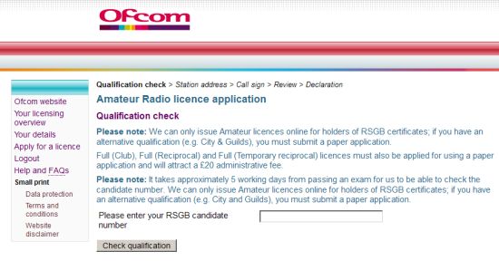 OfCom Site Licence Application OfCom Site Licence Application
