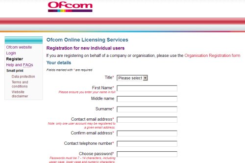 Register with OfCom Register with OfCom