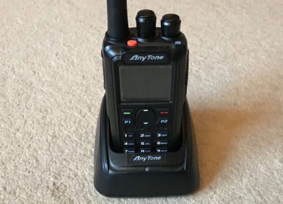 The AnyTone AT-D868UV in charging cradle