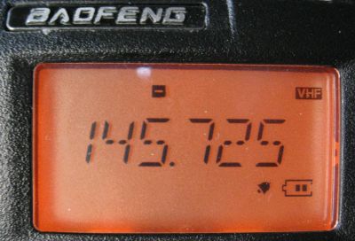 Baofeng UV-3R screen showing GB3DA