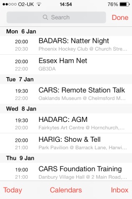 Essex Ham Calendar on an iPhone 4S