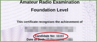 RSGB Candidate Number