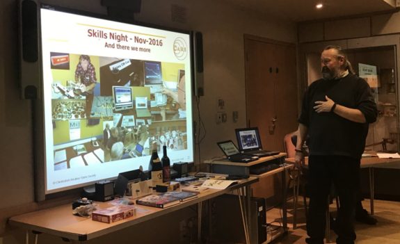 Chris G0IPU, with his review of 2016, this slide showing the Essex Skills Night