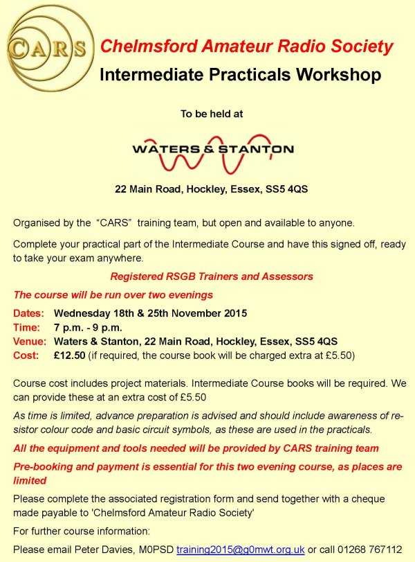 Intermediate Practicals at Waters & Stanton