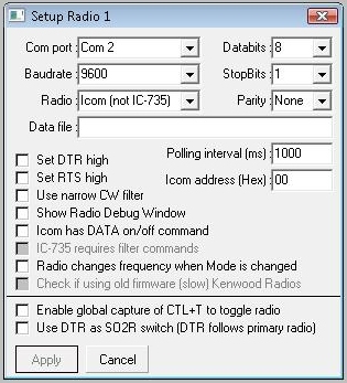 Loger32 Settings for Icon IC-718 rig