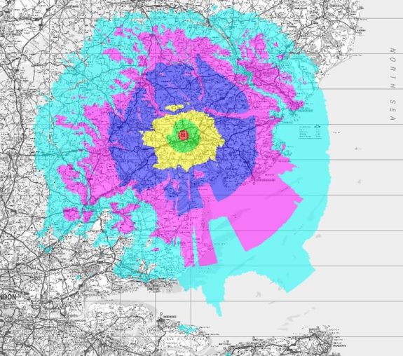 Plot of proposed Fusion repeater for Colchester, courtesy of the Martello Tower Group