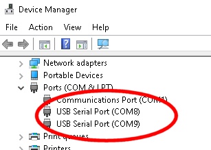 Using Windows Device Manager to see what COM ports you're connected to