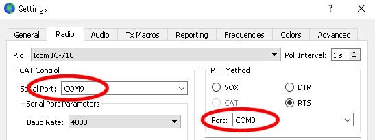 Checking COM Ports in your digi-mode software