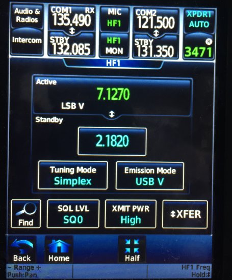 Cockpit radio tuned to 7.127MHz on the 40m band