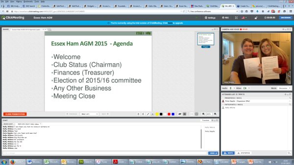 Screengrab of Essex Ham 2015 Online AGM