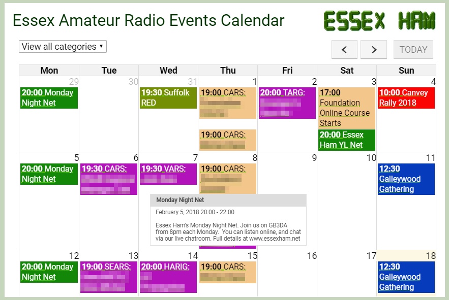 Essex Ham Events Calendar Image