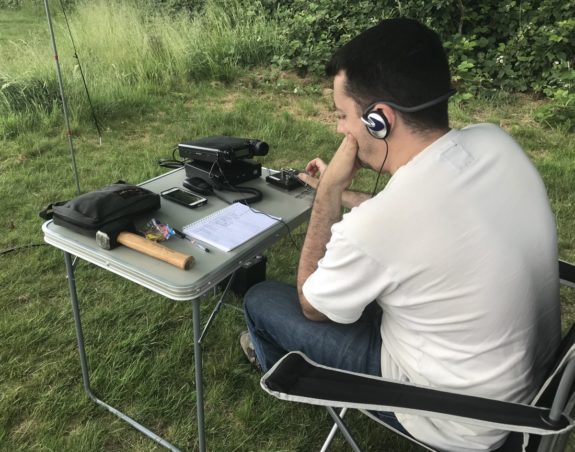 Charlie M0PZT complete with precision engineering tool at Galleywood Common