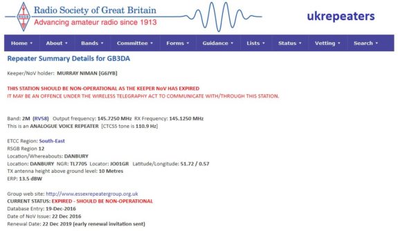 GB3DA Expiry Notice, 03 January 2020