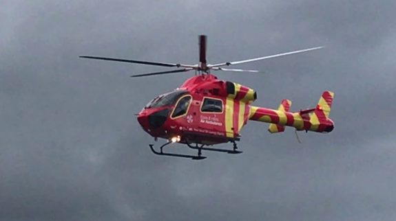 Essex & Herts Air Ambulance taking off on 09 Sept 2017