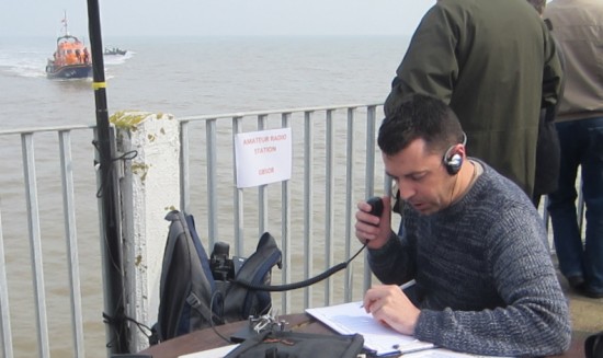 Charlie M0PZT on GB5OR with the lifeboat in the background