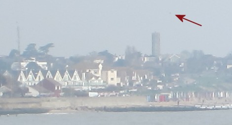 Peter G3SUY's kite, to the top right of the Naze Tower