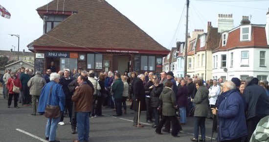 Crowds gathering for the start of proceedings