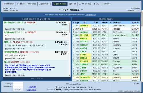 Hamspots.net - PSK and JT data reports