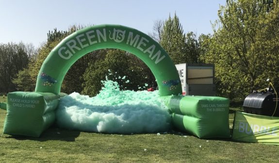 The green Bubble Station for the 2017 Maldon Bubble Dash