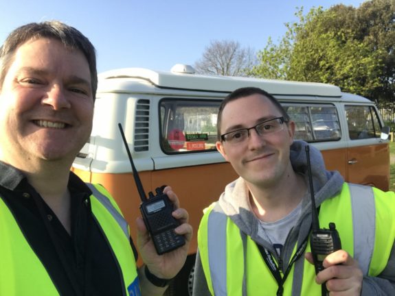 Pete M0PSX and Nick M0NFE, with Nick's new mobile ham shack!