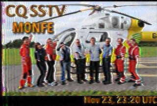 SSTV image sent by Nick M0NFE, captured by Pete M0PSX