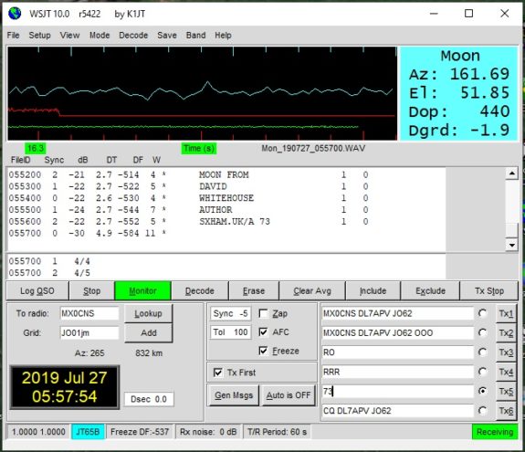 Message received and decoded by Bernd in Germany