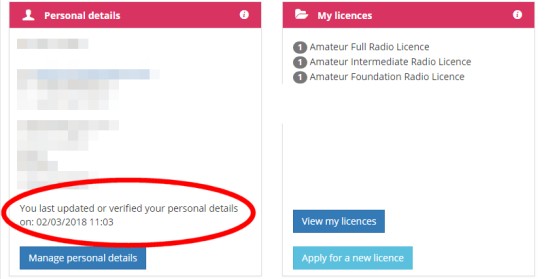 Ofcom Licensing - Date of last verification