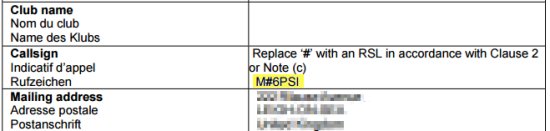 Ofcom - Callsign with hash symbol