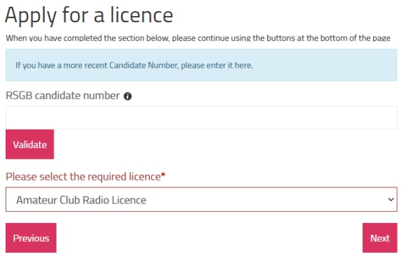 Ofcom Select Licence Type