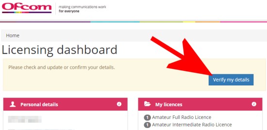 Update details on the Ofcom licensing website