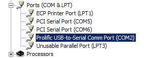 Prolific Serial to USB Port Settings in XP