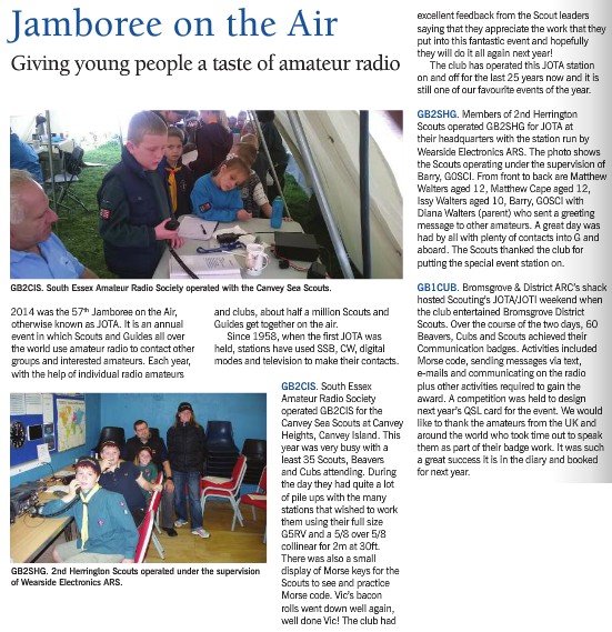 JOTA GB2CIS featured in RadCom Jan 2015