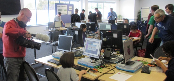 Essex Ham's youngest member getting hands-on with Scratch at the Raspberry Jam