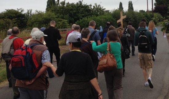 Bradwell Pilgrimage 2014 walk underway