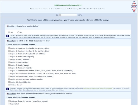 One of the pages of the RSGB Amateur Radio Survey 2015