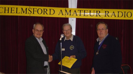 RSGB Meeting May 2012 Pic 03 Brian G3CVI receiving his certificate for gaining first place in CARS January 80M Fun Contest (Courtesy Colin G0TRM)