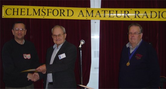 RSGB Meeting May 2012 Pic 04 Patrick M0XAP receiving his certificate for gaining second place in CARS January 80M Fun Contest (Courtesy Colin G0TRM)