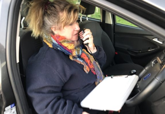 Dorothy M0LMR, working 2m simplex in a warm toasty car