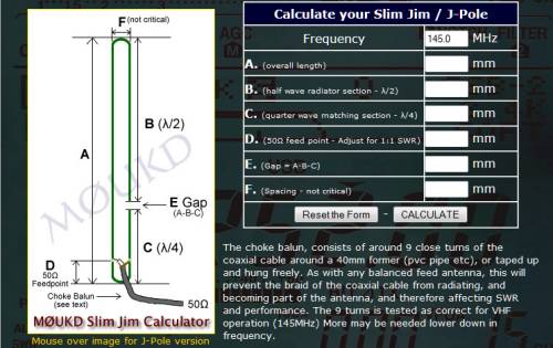 Screenshot: M0UKD's Slim Jim Calculator