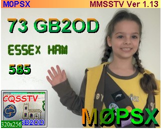 SSTV 73 image sent to GB2OD from M0PSX - Feb 2015