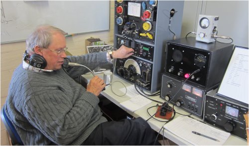 Peter G3SUY operating the T1154/R1155 in the GB0SMA shack