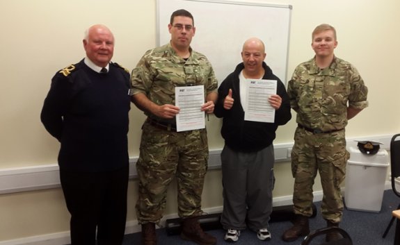 Chief invigilator Robert James, Darren Attersley, Gary Mayell and assistant invigilator Ryan Jones