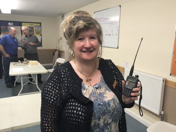 Dorothy M0LMR, very proud of her new Baofeng dual-band DMR