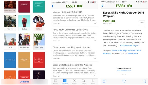 Screenshots of Essex Ham on Apple News