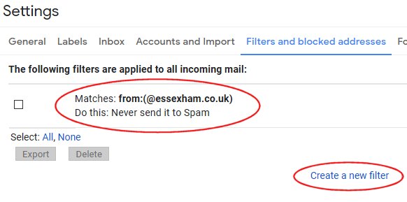 Setting up a Gmail filter