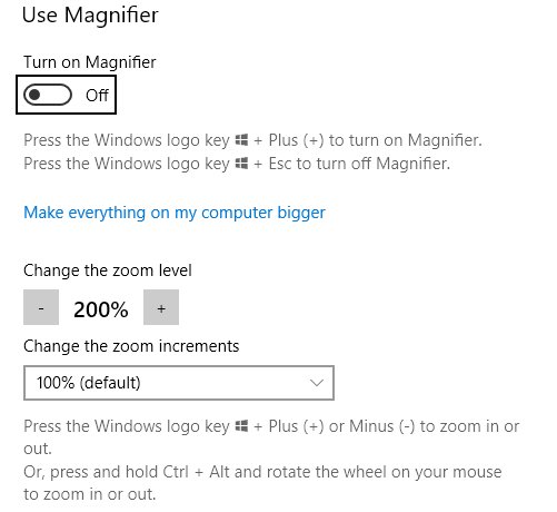 Windows 10 Magnifier