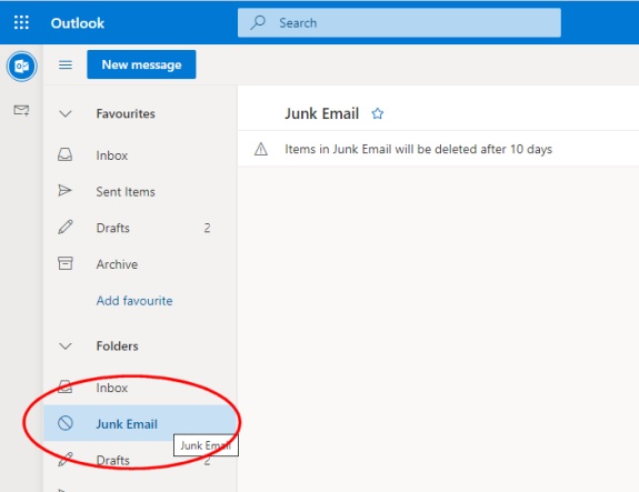 Spam folder in Hotmail/Outlook