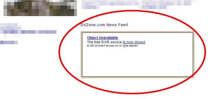 Screengrab of ham radio website issue